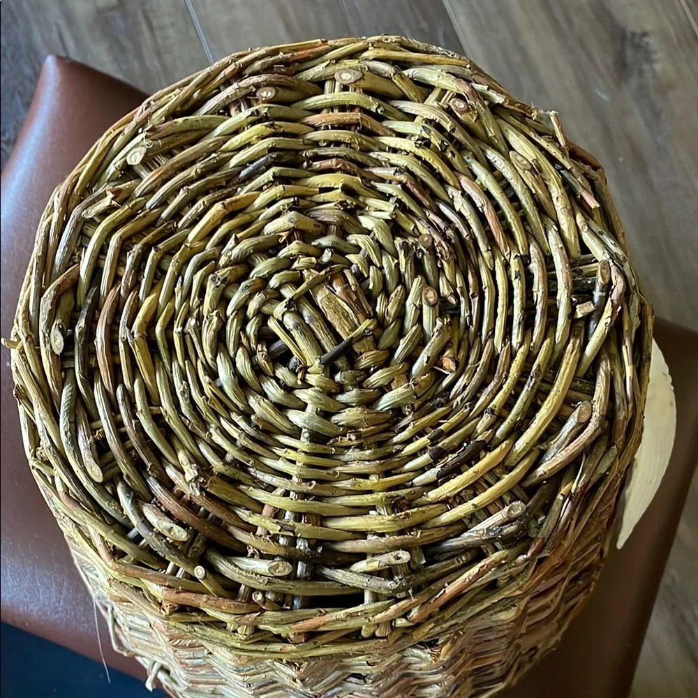 Large Seashell Decorated Wicker Basket for plant